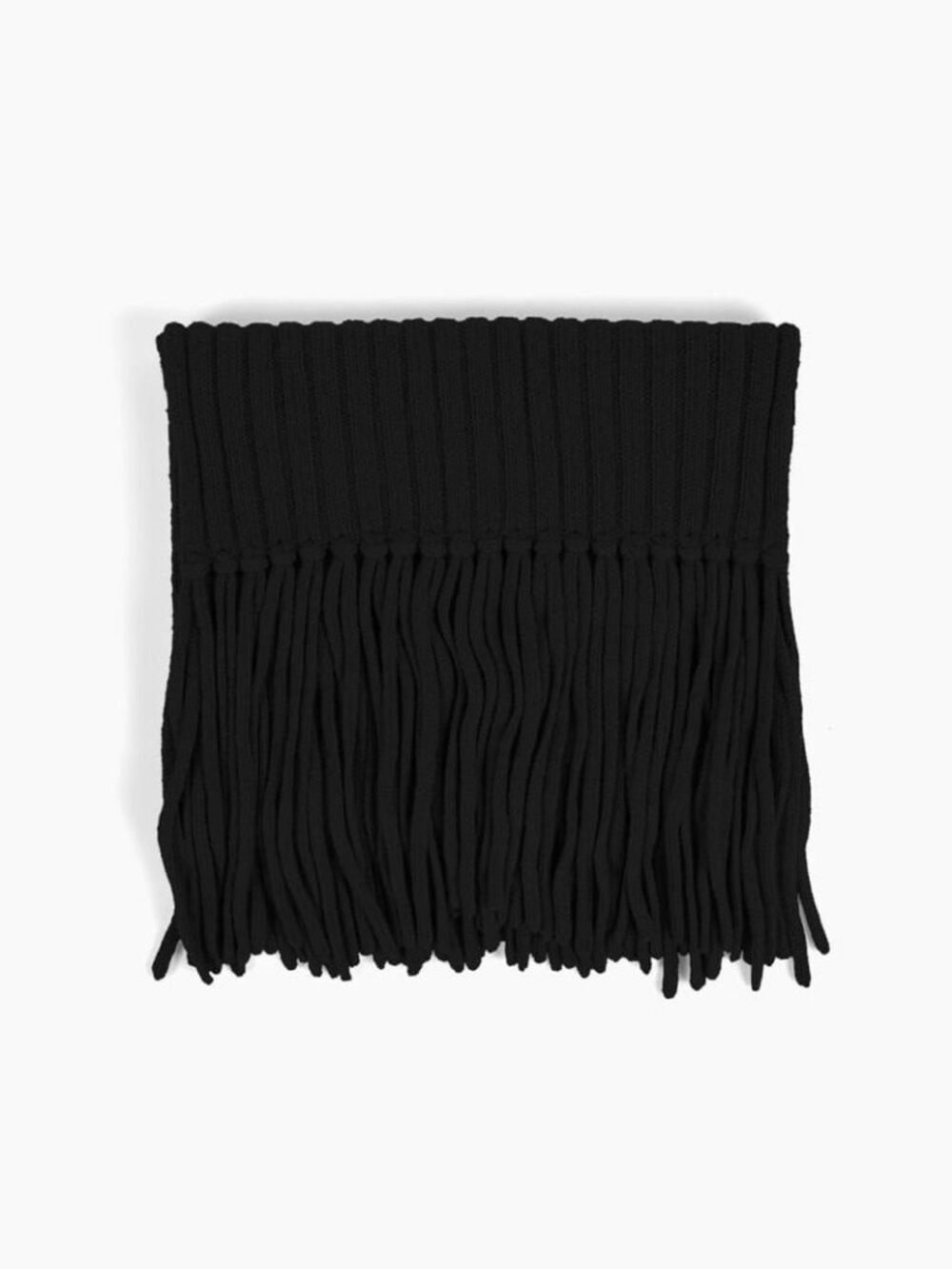 Ribbed Baby Alpaca Fringe Scarf - Black